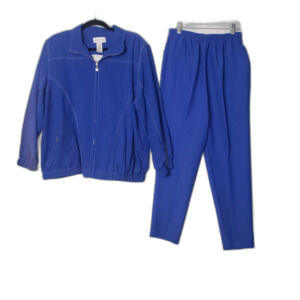 ALFRED DUNNER Royal Blue Lightweight Jacket and Pants Set Womens Size 12 / Large